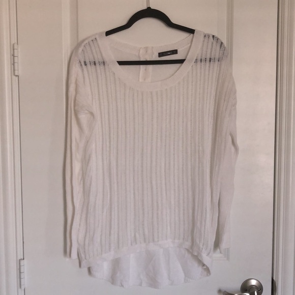 DUNNES Women’s Crochet Sheer Linen Blend High-Low Lightweight Sweater Size 14 - Picture 2 of 7